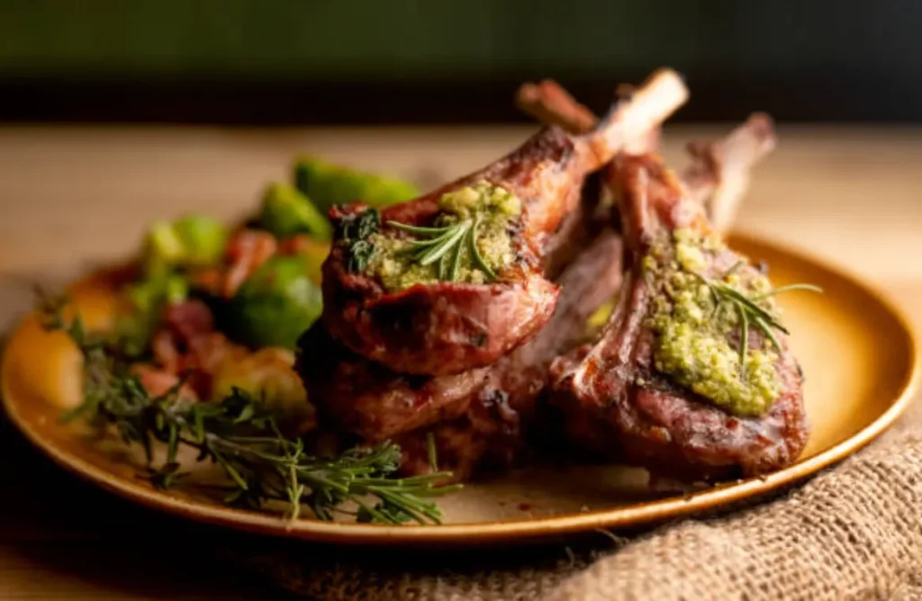 Perfectly roasted rack of lamb with herbs and garlic